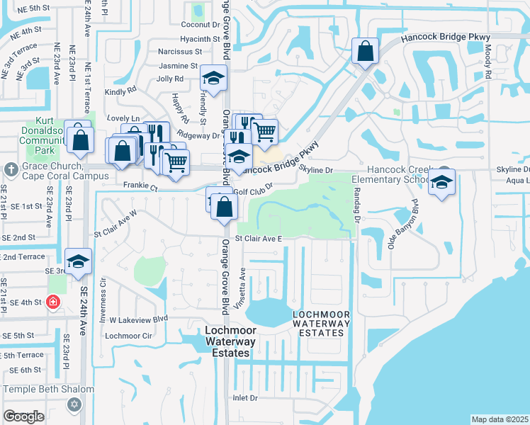 map of restaurants, bars, coffee shops, grocery stores, and more near 4858 Lema Court in North Fort Myers
