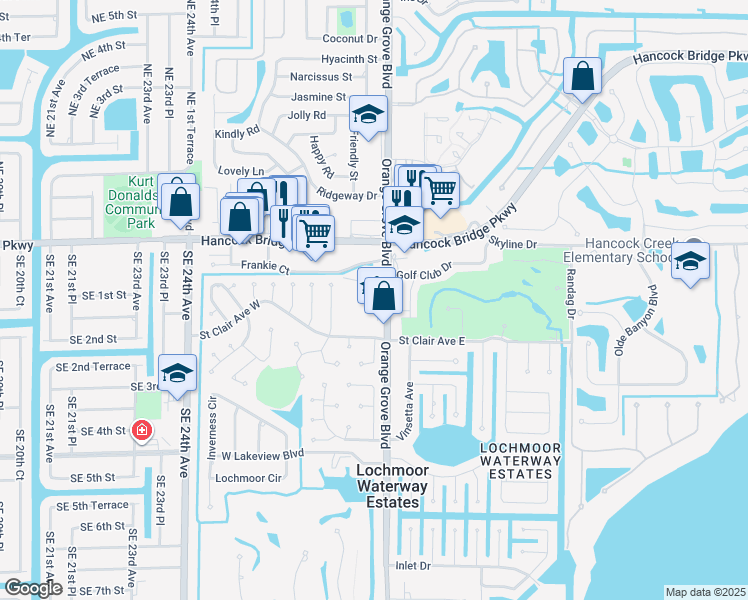map of restaurants, bars, coffee shops, grocery stores, and more near 4771 Orange Grove Boulevard in North Fort Myers