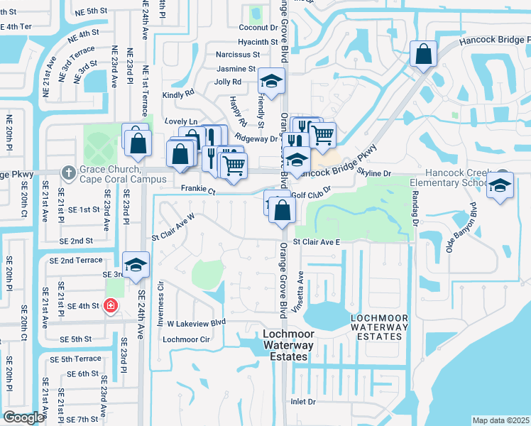 map of restaurants, bars, coffee shops, grocery stores, and more near 4771 Orange Grove Boulevard in North Fort Myers