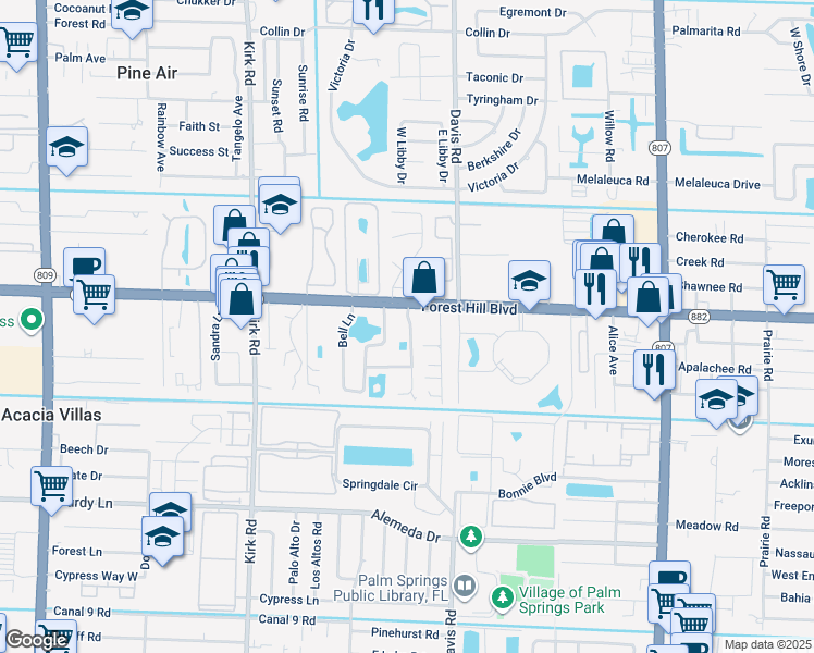 map of restaurants, bars, coffee shops, grocery stores, and more near 1787 Richard Lane in West Palm Beach