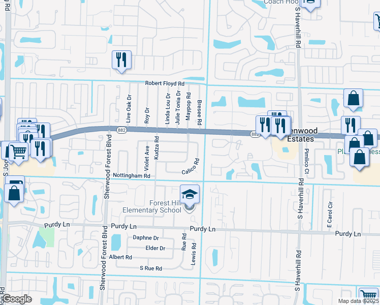 map of restaurants, bars, coffee shops, grocery stores, and more near 1816 Maypop Road in West Palm Beach