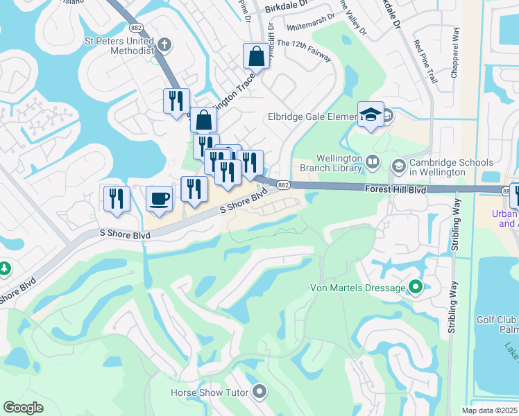 map of restaurants, bars, coffee shops, grocery stores, and more near Saint Andrews Place in Wellington