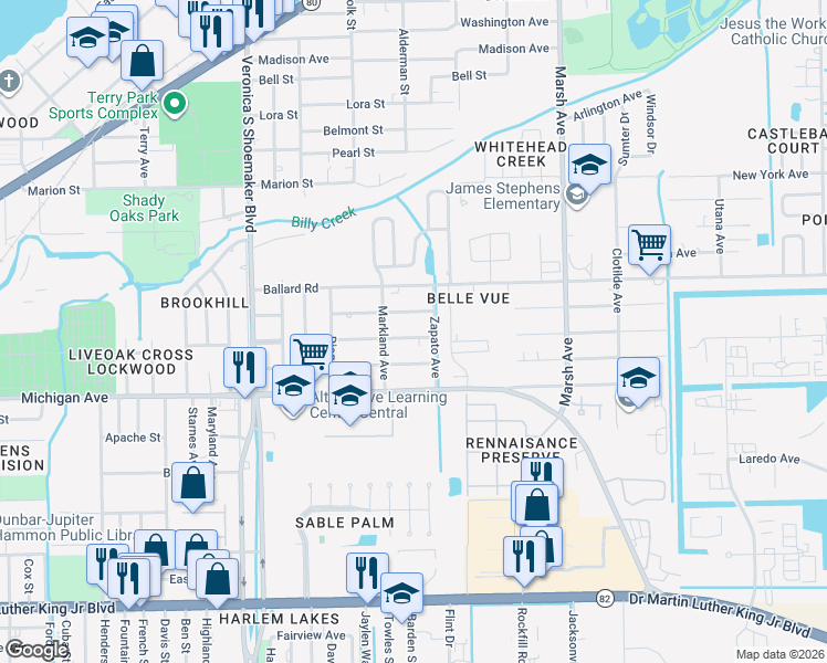 map of restaurants, bars, coffee shops, grocery stores, and more near 229 Maria Street in Fort Myers