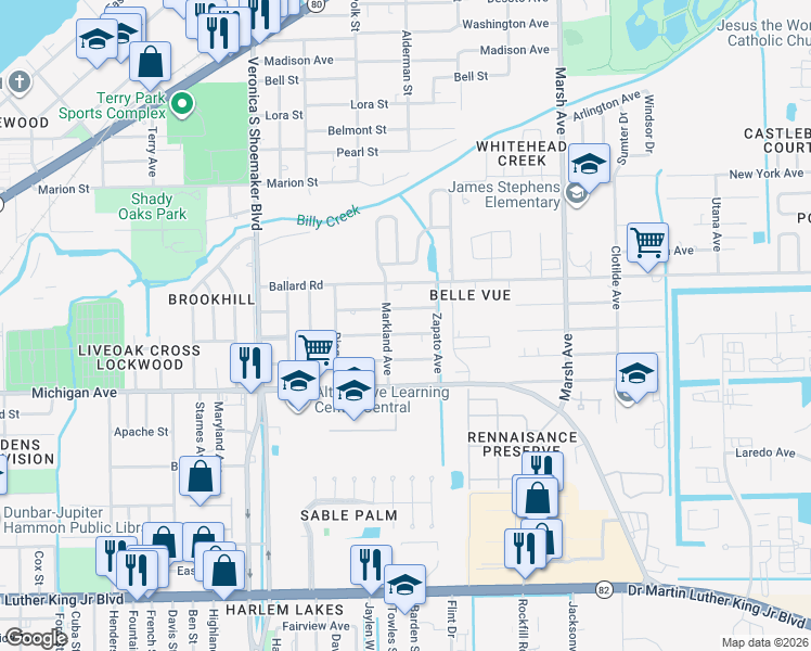 map of restaurants, bars, coffee shops, grocery stores, and more near 229 Maria Street in Fort Myers