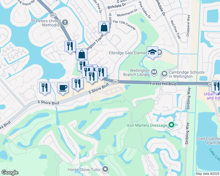 map of restaurants, bars, coffee shops, grocery stores, and more near 11761 Saint Andrews Place in Wellington