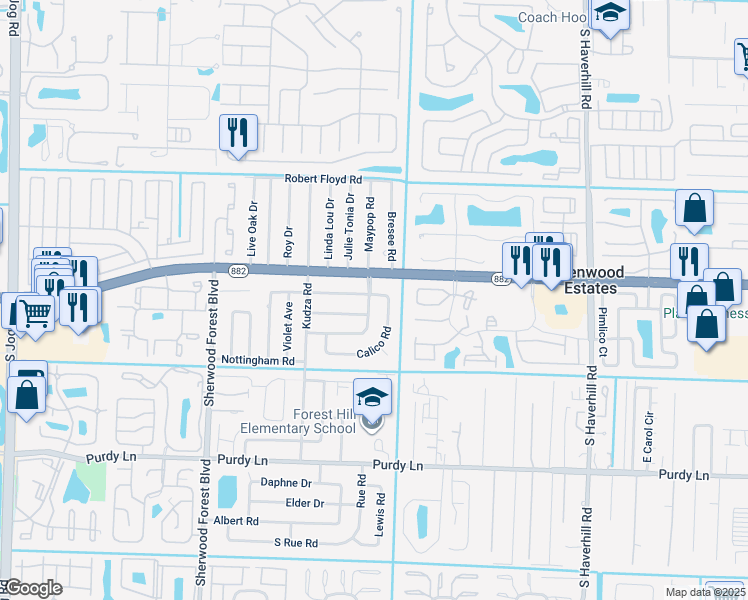 map of restaurants, bars, coffee shops, grocery stores, and more near 1816 Maypop Road in West Palm Beach