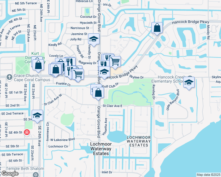 map of restaurants, bars, coffee shops, grocery stores, and more near 4858 Lema Court in North Fort Myers