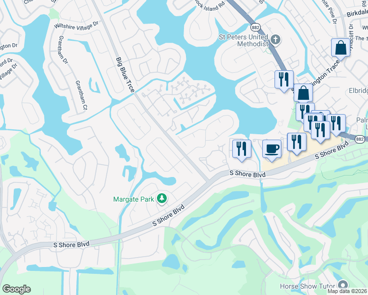 map of restaurants, bars, coffee shops, grocery stores, and more near 2042 Cross Breeze Drive in Wellington