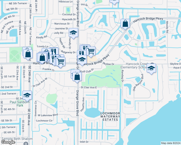 map of restaurants, bars, coffee shops, grocery stores, and more near 4858 Lema Court in North Fort Myers
