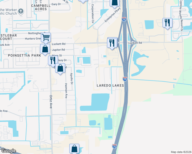 map of restaurants, bars, coffee shops, grocery stores, and more near 6280 Hamilton Drive in Fort Myers