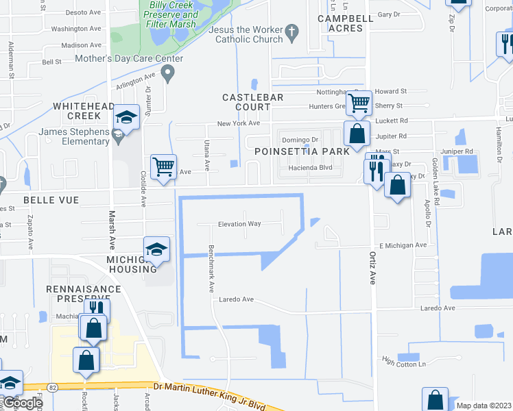 map of restaurants, bars, coffee shops, grocery stores, and more near 1721 Target Court in Fort Myers
