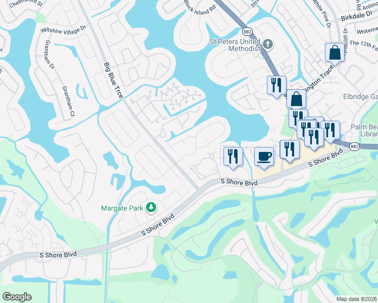 map of restaurants, bars, coffee shops, grocery stores, and more near 12703 White Coral Drive in Wellington