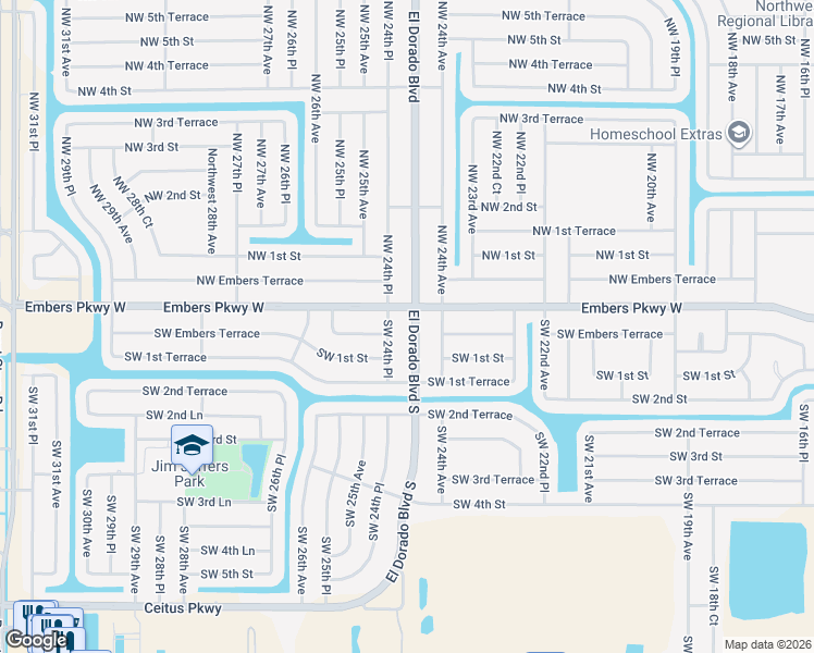 map of restaurants, bars, coffee shops, grocery stores, and more near 1 Southwest 24th Place in Cape Coral