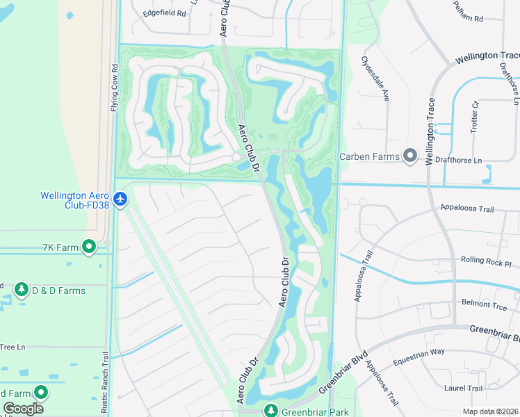 map of restaurants, bars, coffee shops, grocery stores, and more near 15360 De Havilland Court in Wellington
