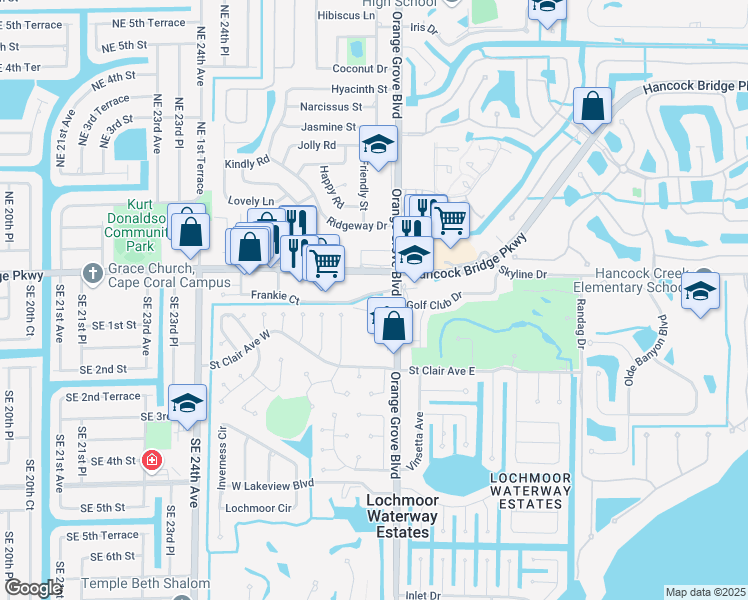 map of restaurants, bars, coffee shops, grocery stores, and more near 4120 Hancock Bridge Parkway in North Fort Myers