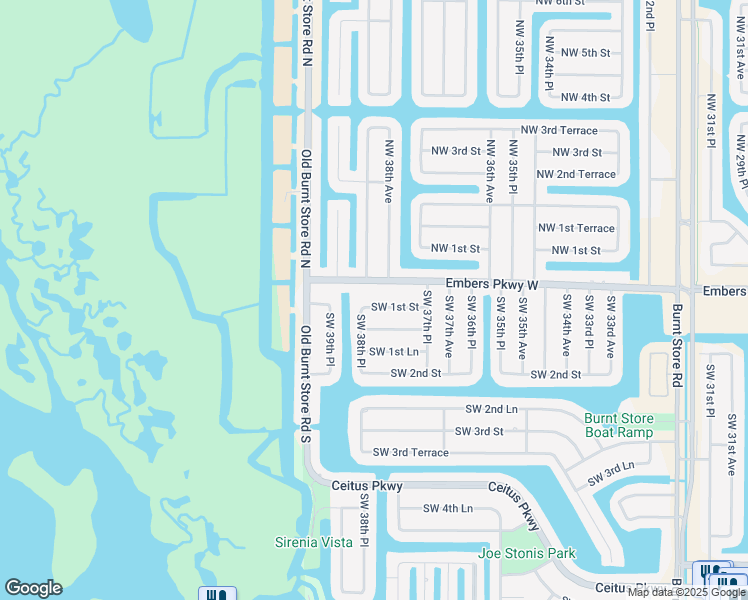 map of restaurants, bars, coffee shops, grocery stores, and more near 3809 Southwest 1st Street in Cape Coral