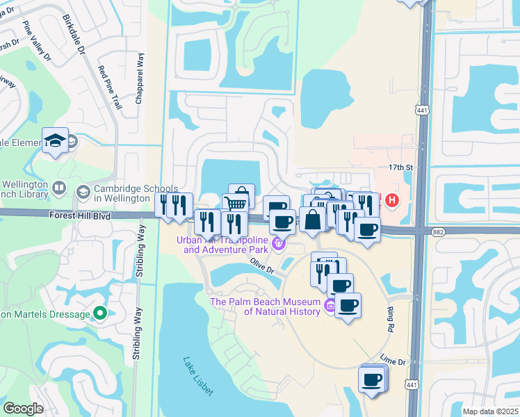 map of restaurants, bars, coffee shops, grocery stores, and more near 1954 Waterside Court East in Wellington