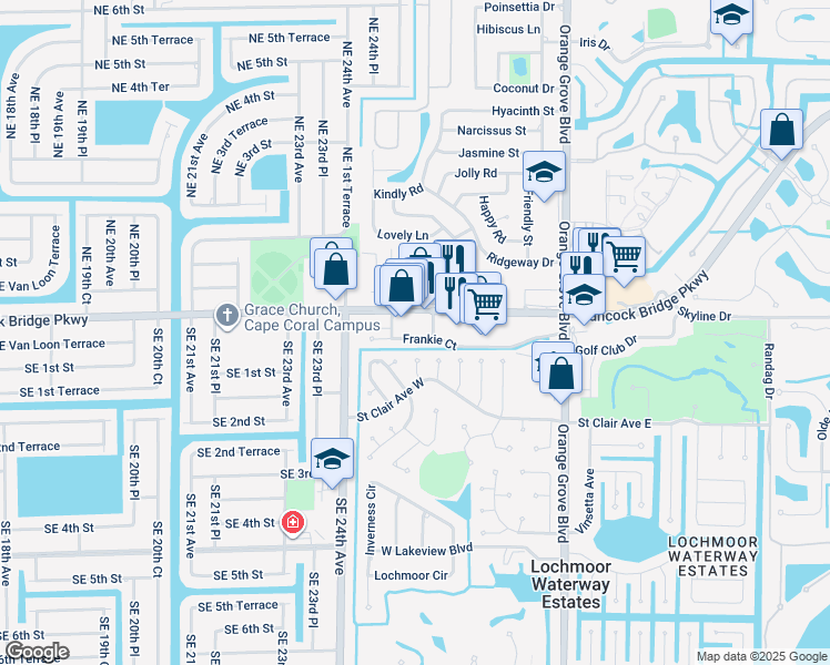 map of restaurants, bars, coffee shops, grocery stores, and more near 4415 Frankie Court in North Fort Myers