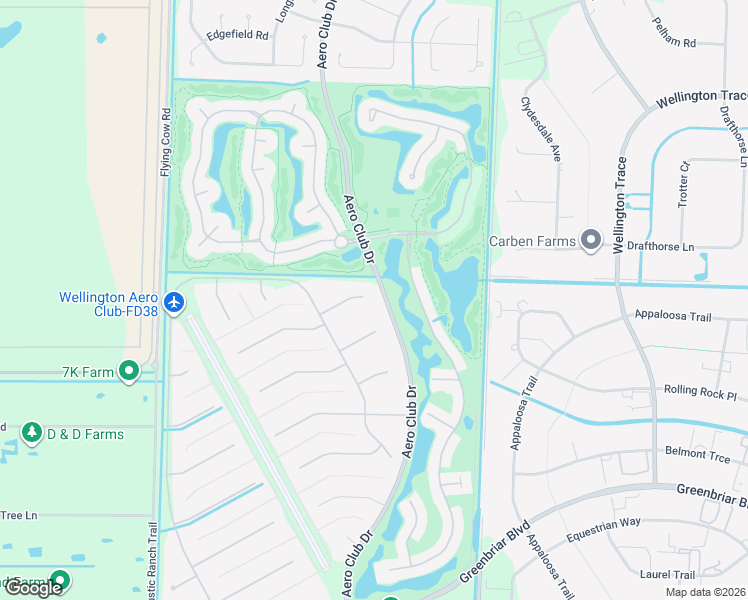 map of restaurants, bars, coffee shops, grocery stores, and more near 15360 De Havilland Court in Wellington