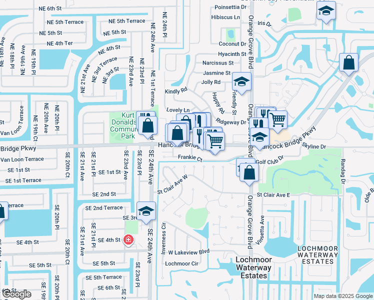 map of restaurants, bars, coffee shops, grocery stores, and more near 4415 Frankie Court in North Fort Myers