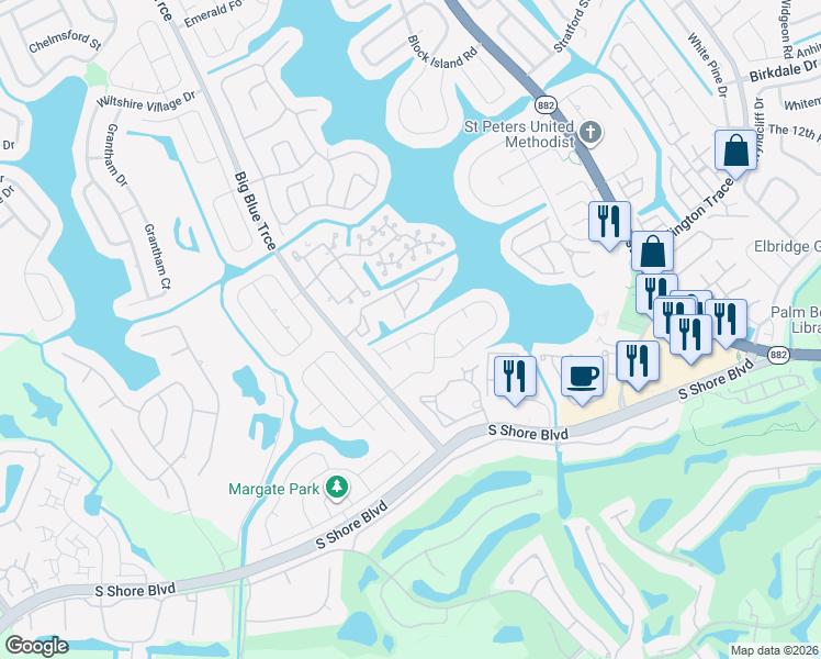 map of restaurants, bars, coffee shops, grocery stores, and more near 12665 Coral Breeze Drive in Wellington