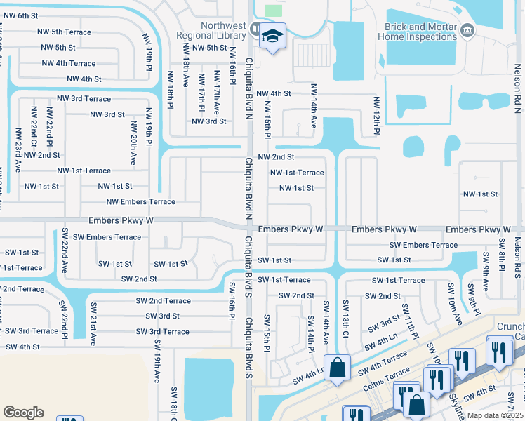 map of restaurants, bars, coffee shops, grocery stores, and more near in Cape Coral