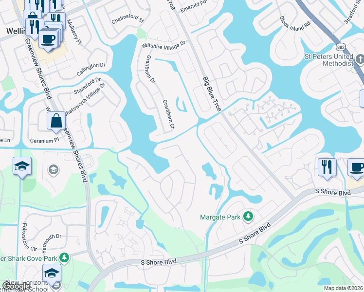 map of restaurants, bars, coffee shops, grocery stores, and more near 2106 Sunderland Avenue in Wellington
