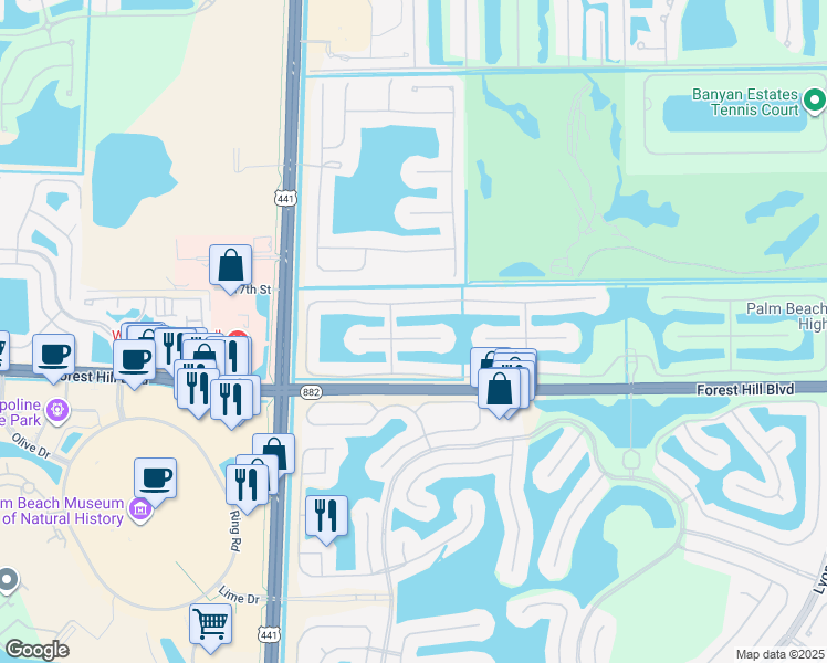 map of restaurants, bars, coffee shops, grocery stores, and more near 9657 Via Grandezza East in Wellington