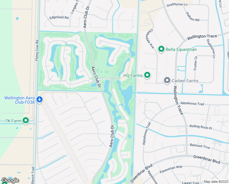 map of restaurants, bars, coffee shops, grocery stores, and more near 2104 Country Golf Drive in Wellington