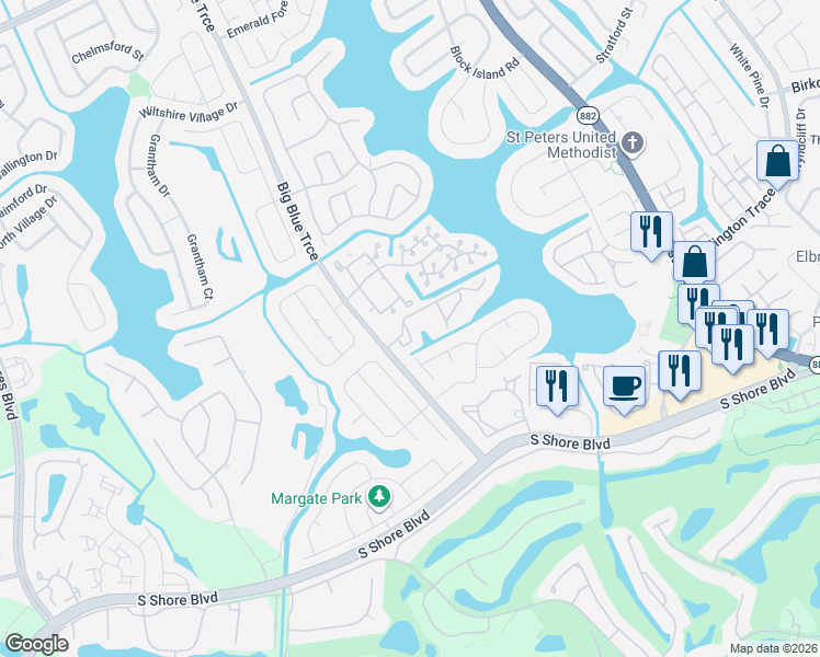 map of restaurants, bars, coffee shops, grocery stores, and more near 12660 Shoreline Drive in Wellington