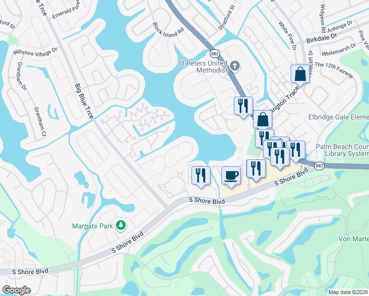 map of restaurants, bars, coffee shops, grocery stores, and more near 1972 White Coral Way in Wellington
