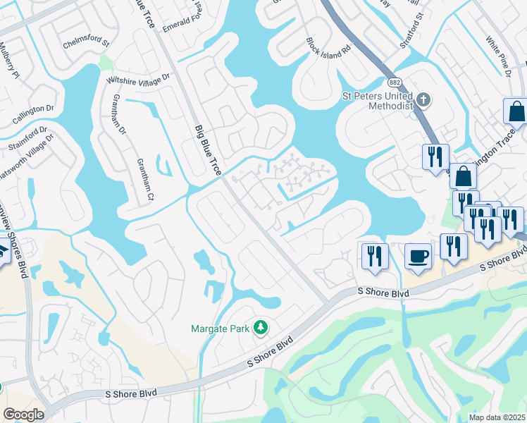 map of restaurants, bars, coffee shops, grocery stores, and more near 1886 Capeside Circle in Wellington
