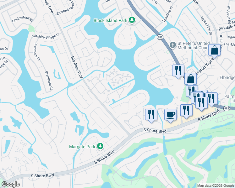 map of restaurants, bars, coffee shops, grocery stores, and more near 12692 Shoreline Drive in Wellington