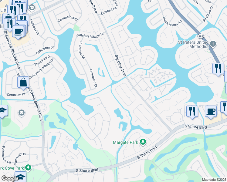 map of restaurants, bars, coffee shops, grocery stores, and more near 1872 Lynton Circle in Wellington
