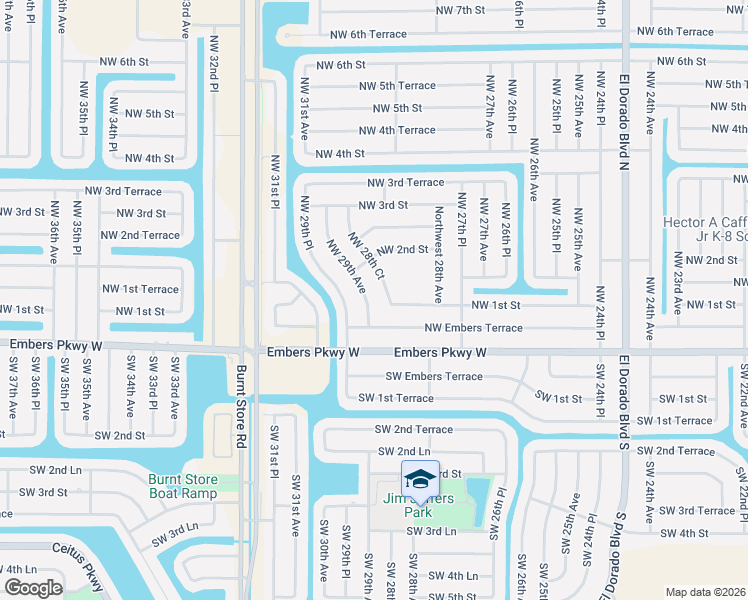 map of restaurants, bars, coffee shops, grocery stores, and more near 16 Northwest 29th Avenue in Cape Coral