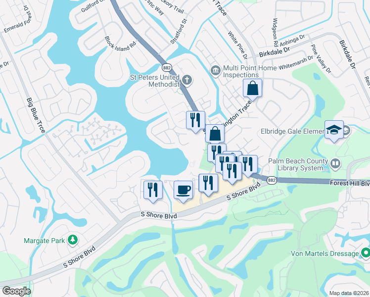 map of restaurants, bars, coffee shops, grocery stores, and more near 6 Sag Harbor Court in Wellington