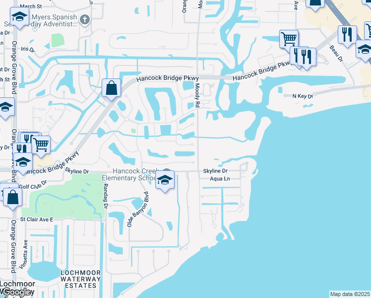 map of restaurants, bars, coffee shops, grocery stores, and more near 3191 Sea Trawler Bend in North Fort Myers