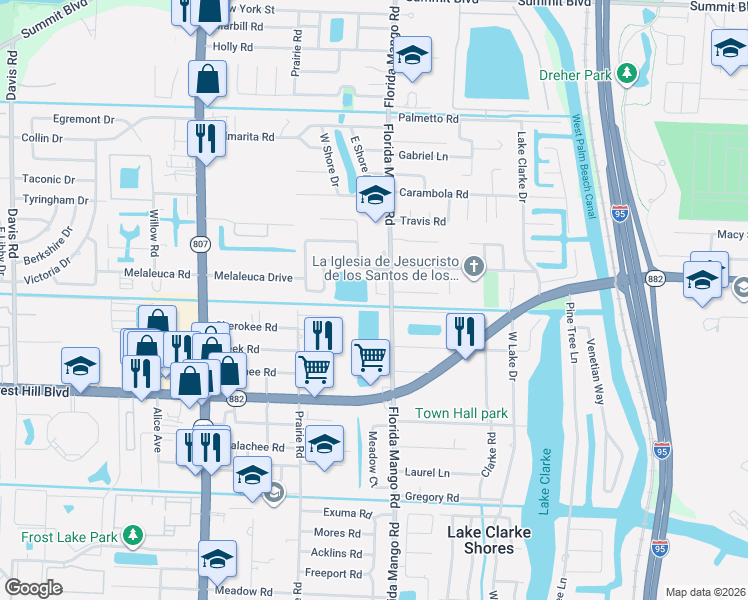 map of restaurants, bars, coffee shops, grocery stores, and more near 1472 Lake Mango Way in West Palm Beach
