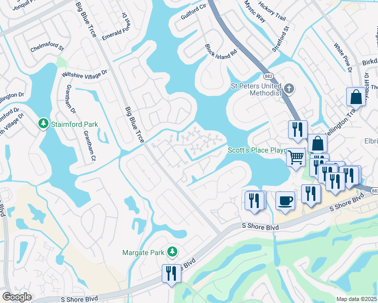 map of restaurants, bars, coffee shops, grocery stores, and more near 1760 Shoreside Circle in Wellington