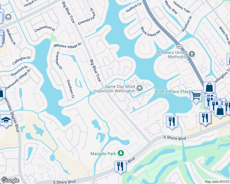 map of restaurants, bars, coffee shops, grocery stores, and more near 1778 Pierside Circle in Wellington