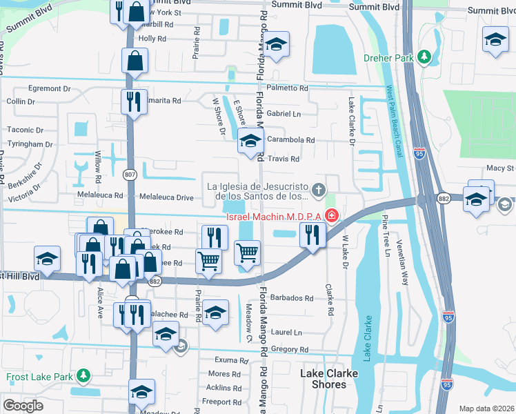 map of restaurants, bars, coffee shops, grocery stores, and more near 1472 Lake Mango Way in West Palm Beach