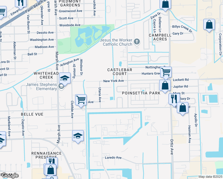map of restaurants, bars, coffee shops, grocery stores, and more near 292 Detroit Avenue in Fort Myers