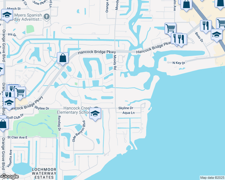map of restaurants, bars, coffee shops, grocery stores, and more near 3191 Sea Trawler Bend in North Fort Myers