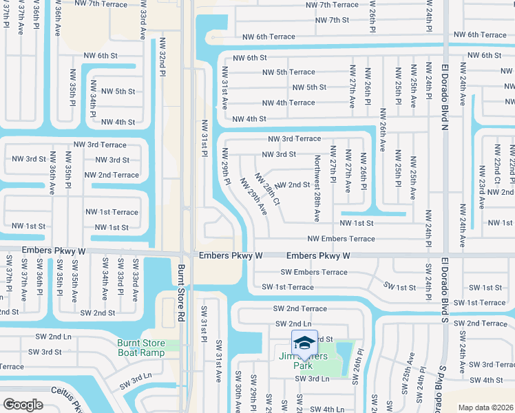 map of restaurants, bars, coffee shops, grocery stores, and more near 118 Northwest 29th Avenue in Cape Coral
