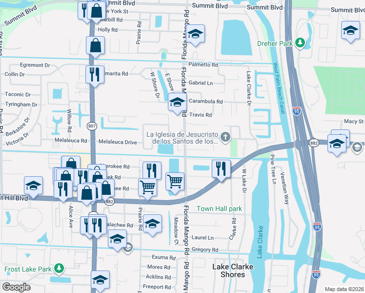 map of restaurants, bars, coffee shops, grocery stores, and more near 1472 Lake Mango Way in West Palm Beach
