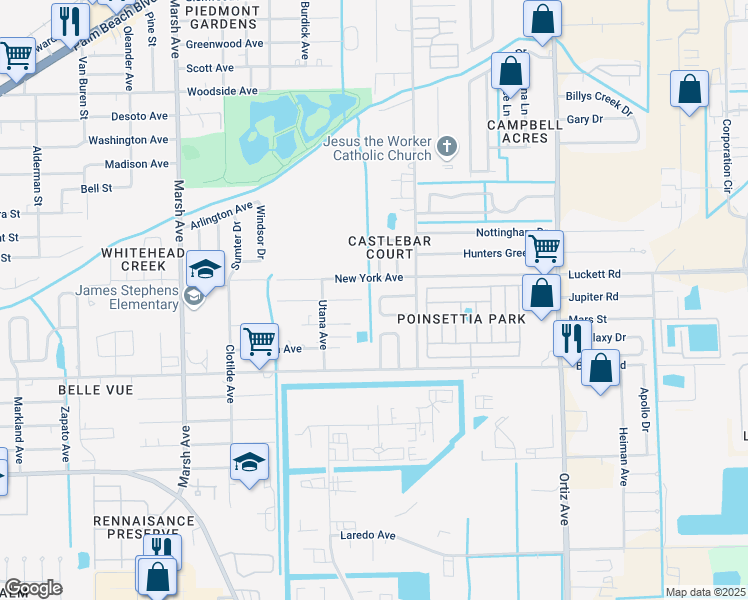 map of restaurants, bars, coffee shops, grocery stores, and more near 292 Detroit Avenue in Fort Myers