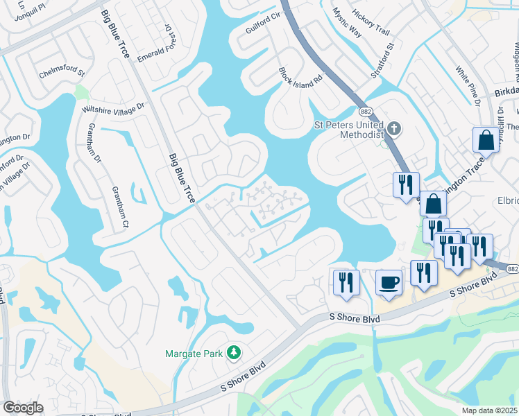 map of restaurants, bars, coffee shops, grocery stores, and more near 1768 Shoreside Circle in Wellington