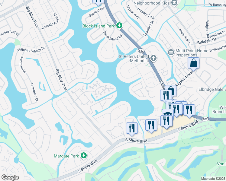 map of restaurants, bars, coffee shops, grocery stores, and more near 12550 Shoreside Lane in Wellington