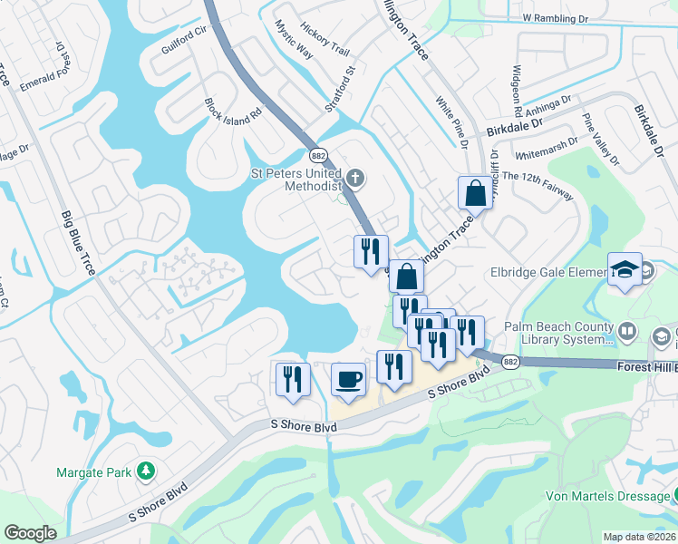 map of restaurants, bars, coffee shops, grocery stores, and more near 6 Sag Harbor Court in Wellington