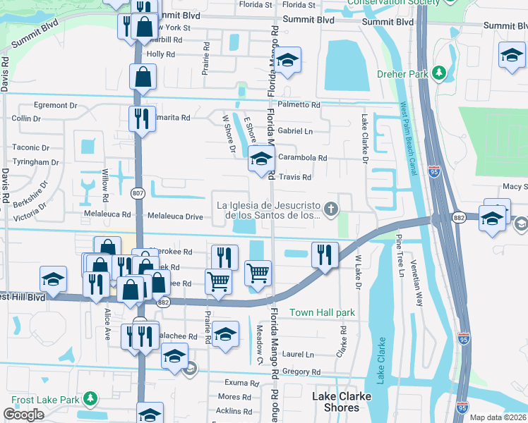 map of restaurants, bars, coffee shops, grocery stores, and more near 1472 Lake Mango Way in West Palm Beach